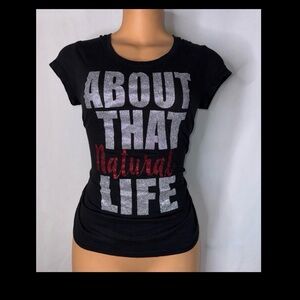 No Boundaries Black Tee with Silver and Red Text